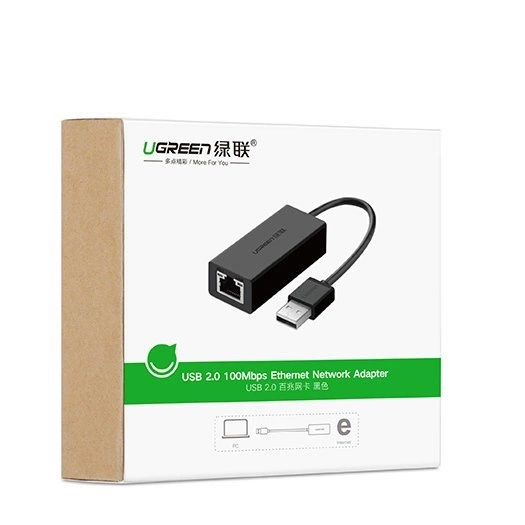 Ugreen externer Netzwerkadapter RJ45 - USB 2.0 100 Mbps Ethernet schwarz (CR110 20254)