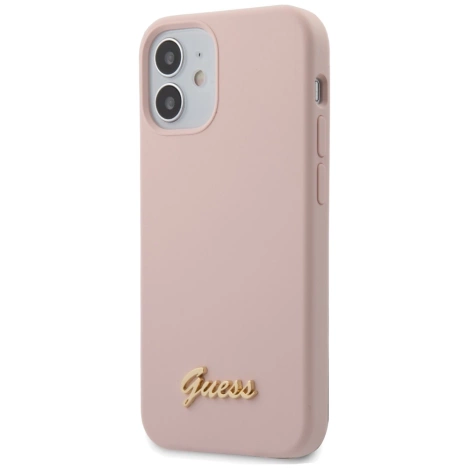 Guess Silicone Script - Etui iPhone 12 mini (różowy)