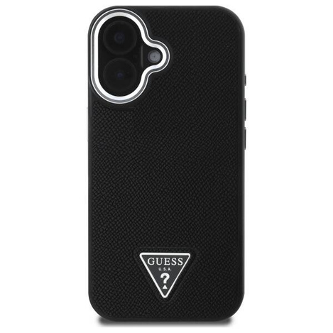 Original Case IPHONE 16 PLUS Guess Hardcase Grained Triangle MagSafe (GUHMP16MPGTSPSK) black