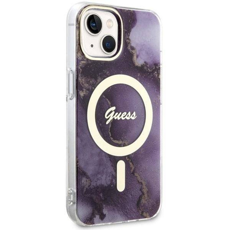 Guess GUHMP14SHTMRSU iPhone 14 6.1&quot; lila/lila Hardcase Golden Marble MagSafe