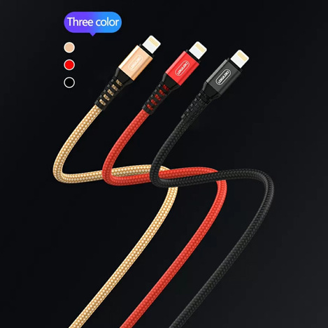 DENMEN KABEL USB DO LIGHTNING 2.4A WZMACNIANY OPLOT IPHONE DENMEN ZŁOTY 1M D02L