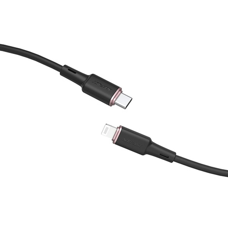 Kabel MFI USB-C - Apple Lightning 3A 1,2m Szybkie Ładowanie i Przesyłanie Danych Zinc Alloy Silicone Charging Data Cable (C2-01) czarny