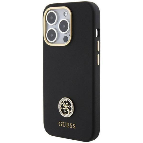 Oryginalne Etui APPLE IPHONE 15 PRO Guess Hardcase Silicone Logo Strass 4G (GUHCP15LM4DGPK) czarne