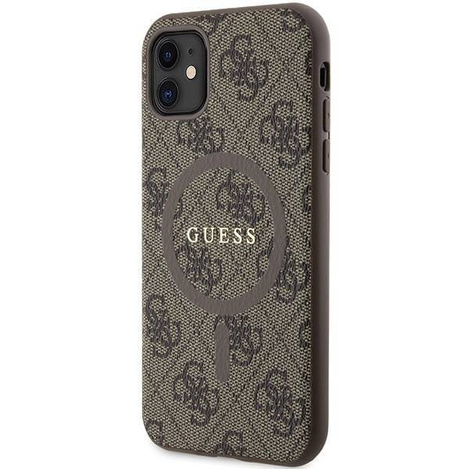 Oryginalne Etui GUESS Hardcase GUHMN61G4GFRW do iPhone 11 (Kompatybilny z Magsafe / 4G Ring classic logo / brązowy)