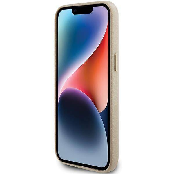 Guess Glitter Glossy Script Hülle für iPhone 15 Pro – Gold
