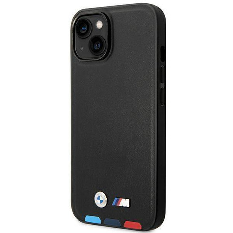Original Case IPHONE 14 PLUS BMW Leather Stamp Tricolor MagSafe (BMHMP14M22PTDK) black