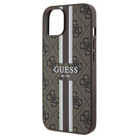 Guess nakładka do iPhone 15 6,1&quot; GUHMP15SP4RPSW HC MAGSAFE 4G PRINTED STRIPES brązowa