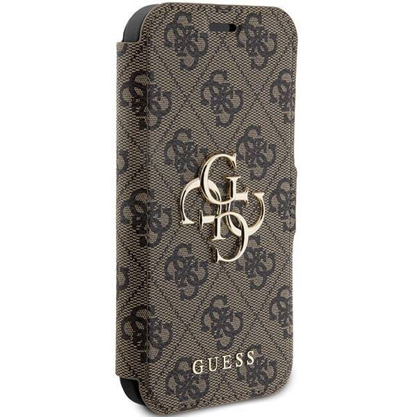 Oryginalne Etui APPLE IPHONE 15 PRO MAX Guess Book 4G Metal Gold Logo (GUBKP15X4GMGBR) brązowe