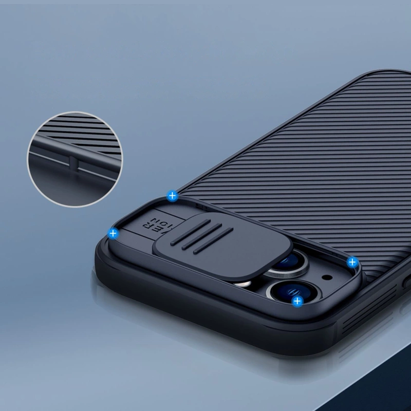 Nillkin CamShield Pro Magnetische Hülle iPhone 14 Plus Cover Kameraschutz Blau (mit MagSafe)