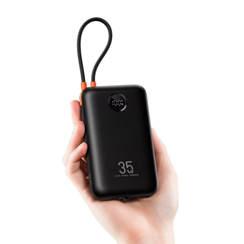 VEGER powerbank 20000 mAh z wbudowanymi kablami Typ C / Lightning PD QC3.0 35W K2 (W2068) czarny