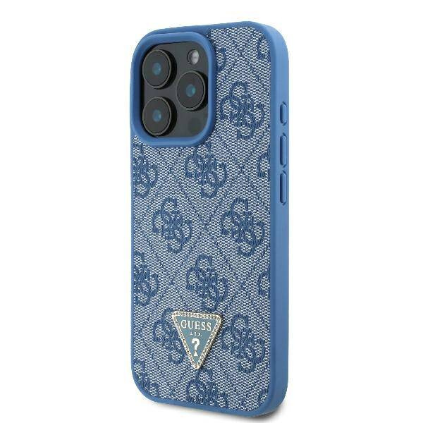 Guess GUHCP16LP4TDSCPB iPhone 16 Pro 6.3" niebieski/blue hardcase Leather Metal Logo Strass Crossbody