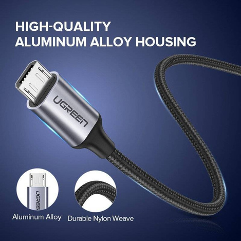 UGREEN micro USB Cable QC 3.0 2.4A 2m (White)