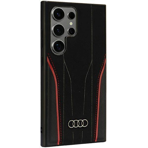 Audi Genuine Leather MagSafe S24 Ultra S928 czarno-czerwony/black-red hardcase AU-TPUPCS24U-R8/D3-RD