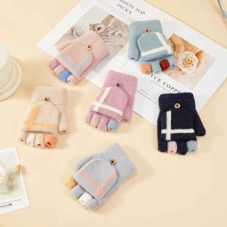 Women's/children's winter telephone gloves - blue