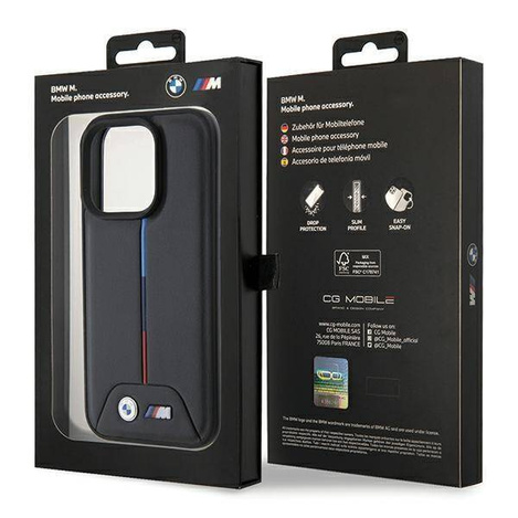 BMW Quilted Tricolor - Etui iPhone 15 Pro (czarny)