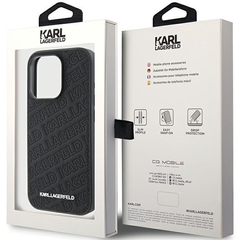 Karl Lagerfeld Quilted K Pattern Hülle für iPhone 15 Pro – Schwarz