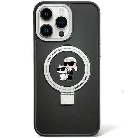 Karl Lagerfeld KLHMP15SHMRSKCK iPhone 15 6,1" schwarz/schwarz Hardcase Ringständer Karl&amp;Choupette MagSafe
