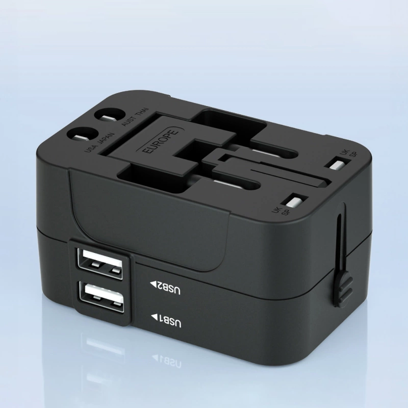 Wozinsky WUTWC travel adapter universal 24W EU / US / AUS / UK / 2x USB-A - black