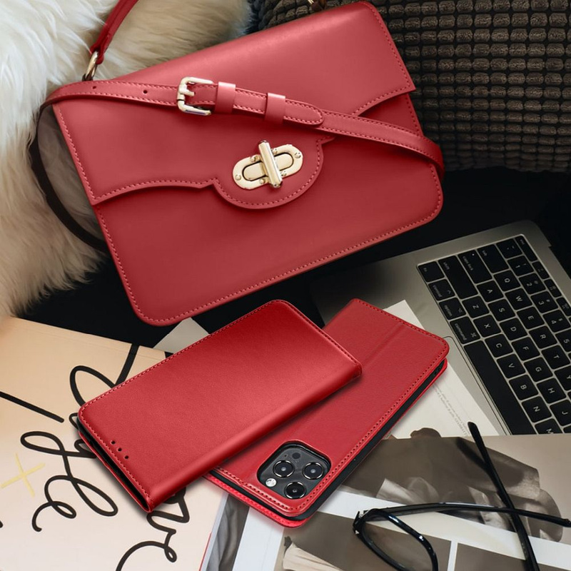 Kabura SMART PRO Book skórzana do XIAOMI Redmi NOTE 14 5G bordowy