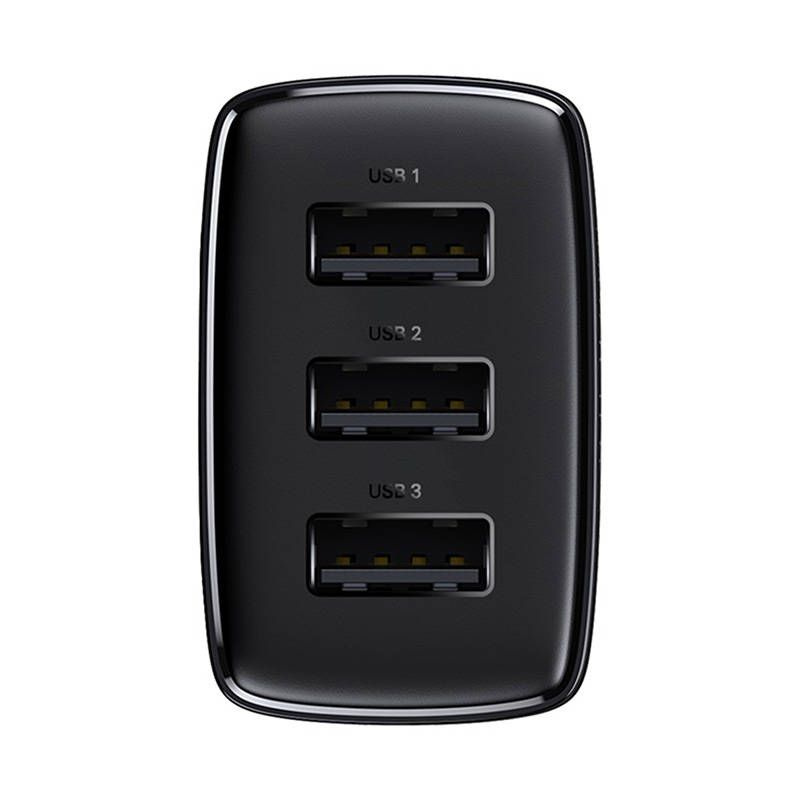 Baseus Compact ładowarka sieciowa 3x USB 17W czarny (CCXJ020101)