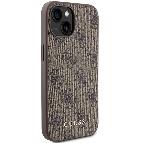 Guess 4G Metal Gold Logo Hülle für iPhone 15 – braun