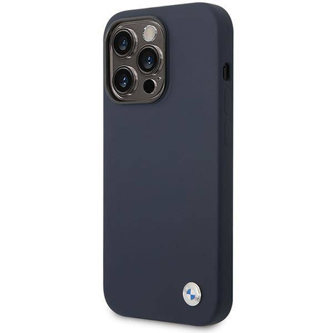 Original Case IPHONE 14 PRO MAX BMW Silicone Metal Logo MagSafe (BMHMP14XSILNA) navy blue