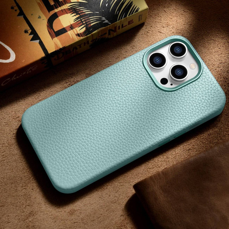 iCarer Case Leather genuine leather case for iPhone 14 Pro Max grün (WMI14220712-GN) (MagSafe compatible)
