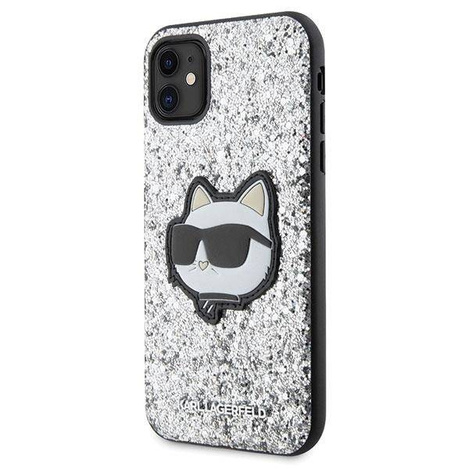 Karl Lagerfeld KLHCN61G2CPS iPhone 11 / Xr 6,1" Silber/Silber Hardcase Glitter Choupette Patch