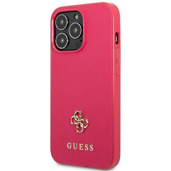Original Handyhülle IPHONE 13 PRO Guess Hardcase Saffiano 4G Small Metal Logo (GUHCP13LPS4MF) rosa
