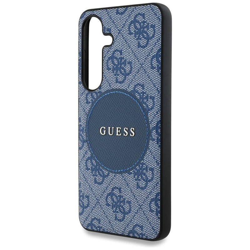 Etui Guess 4G Round Patch Classic Logo MagSafe do Samsung Galaxy S25 Plus niebieski
