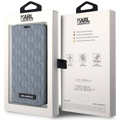 Karl Lagerfeld KLBKP14LSAKLHPG iPhone 14 Pro 6,1&quot; Bücherregal Silber/Silber Saffiano-Monogramm