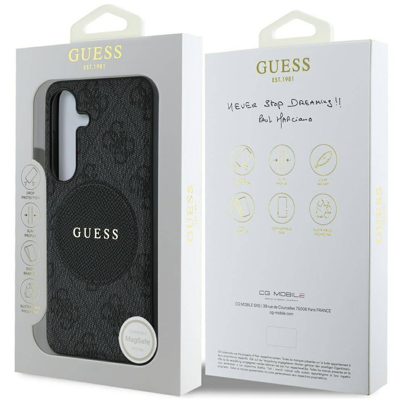 Etui Guess 4G Round Patch Classic Logo MagSafe do Samsung Galaxy S25 czarny