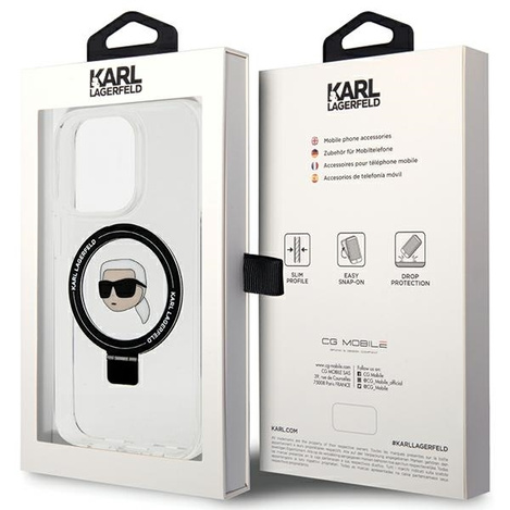 Karl Lagerfeld KLHMP15LHMRSKHH iPhone 15 Pro 6,1&quot; weiß/weiß Hardcase Ring Stand Karl Head MagSafe