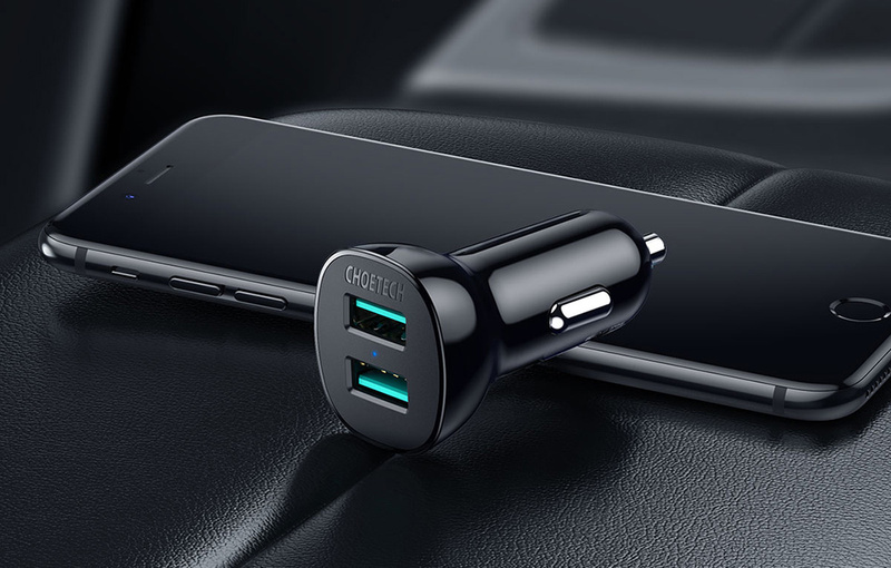 Choetech ładowarka samochodowa 2 x USB Quick Charge 3.0 30W 2,4A czarna (C0051)