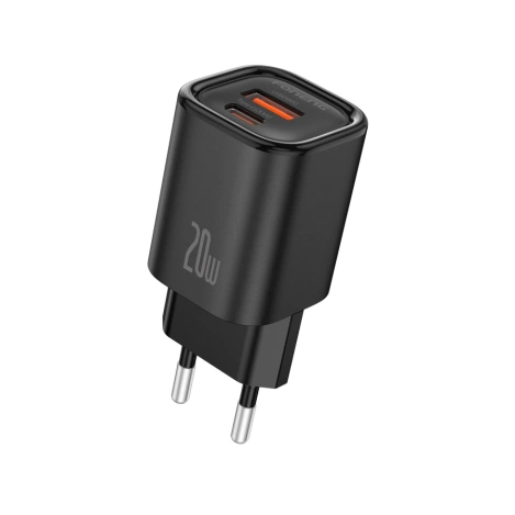 FONENG Netz-Ladegerät EU70 PD 20W 1xUSB-C + 1xUSB QC3.0 + kabel USB-C - USB-C schwarz