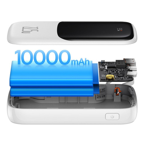 Baseus Qpow Powerbank 10000mAh eingebautes USB Type-C Kabel 22.5W Quick Charge SCP AFC FCP weiß (PPQD020102)