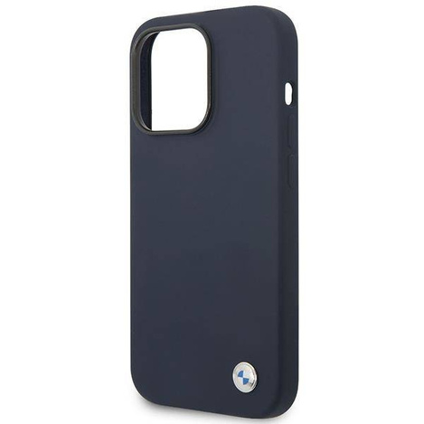 Original Case IPHONE 14 PRO MAX BMW Silicone Metal Logo MagSafe (BMHMP14XSILNA) navy blue