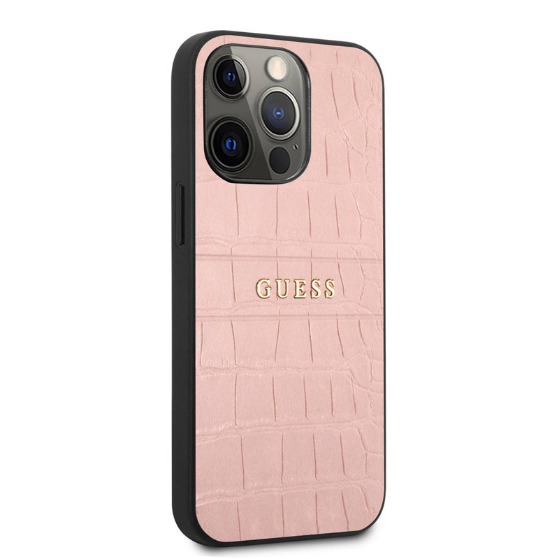Guess nakładka do iPhone 13 Pro 6,1" GUHCP13LPCRBPI różowa hard case Croco Collection
