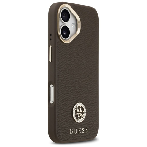 GUESS futerał do IPHONE 17 kompatybilny z MagSafe GUHMP17SPGCRMDEW (PU W/ Grained Strass Logo) brązowy
