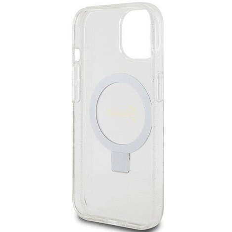 Original Case IPHONE 13 / 14 / 15 Guess Hardcase Ring Stand Script Glitter MagSafe (GUHMP15SHRSGSD) transparent