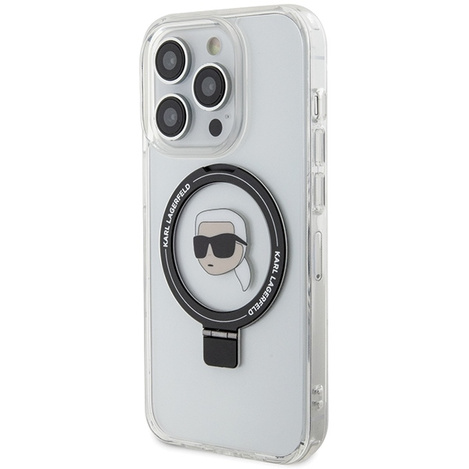 Karl Lagerfeld KLHMP15LHMRSKHH iPhone 15 Pro 6,1&quot; weiß/weiß Hardcase Ring Stand Karl Head MagSafe