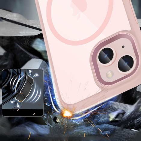 Etui APPLE IPHONE 15 Tech-Protect Magmat MagSafe transparentne różowe