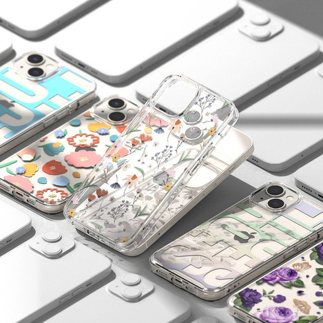 Ringke Fusion Design Armoured Case Cover mit Gelrahmen für iPhone 14 Plus transparent (Purple Rose) (FD637E29)