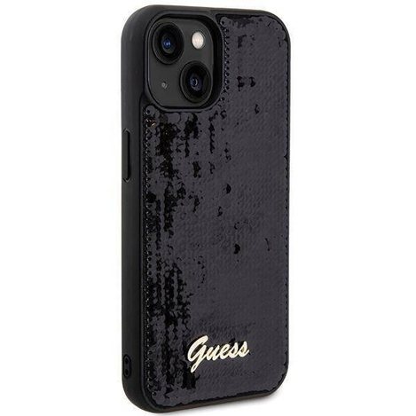 Guess nakładka do iPhone 14 6,1&quot; GUHCP14SPSFDGSK HC SEQUIN SCRIPT METAL czarna