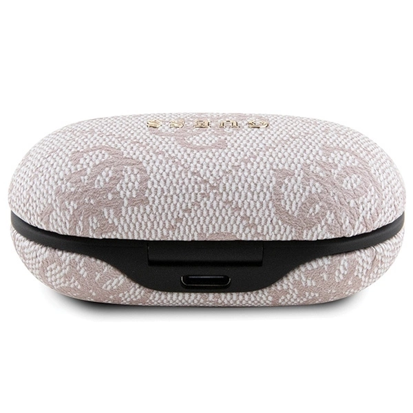TWS Guess 4G Metall-Bluetooth-Kopfhörer mit ENC-Dockingstation – Pink