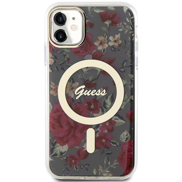 Guess GUHMN61HCFWSA iPhone 11 / Xr 6,1" grün/khaki Hardcase Flower MagSafe