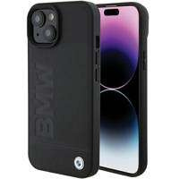 BMW Leder Hot Stamp Hülle für iPhone 15 Plus – Schwarz