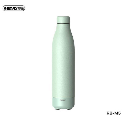 Remax bezprzewodowy głośnik bluetooth 5.0 z termosem kubkiem termicznym 500ml zielony (RB-M5)