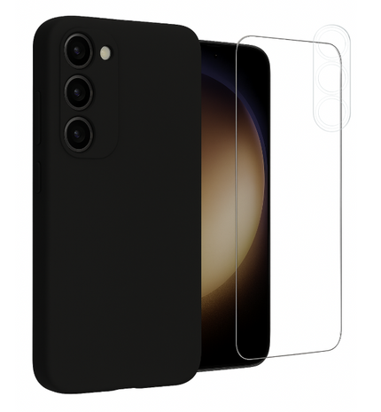 Etui do Samsung S23 czarne + Szkło na ekran + Szkło na aparat