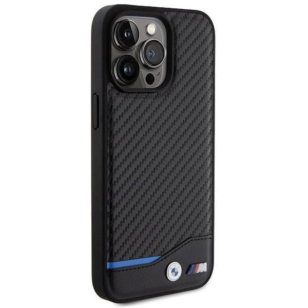 BMW Leder-Carbon-Hülle für iPhone 15 Pro Max – Schwarz